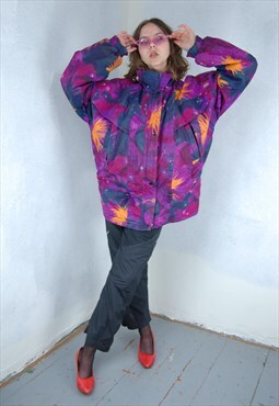 Vintage 90's baggy ski suit skiing light jacket in purple