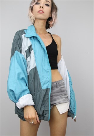 VINTAGE 80S 90S OVERSIZED SHELL SUIT FESTIVAL JACKET