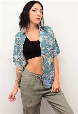 VINTAGE 90'S ABSTRACT INDIE PATTERNED OVERSIZED SHIRT