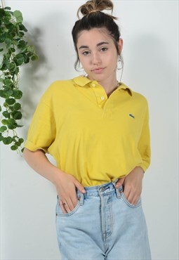 Vintage 90s Lacoste Polo Shirt Yellow with Logo