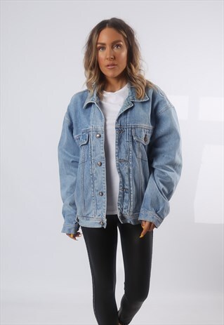DENIM JACKET OVERSIZED FITTED VINTAGE UK 16 - 18 (G2N)