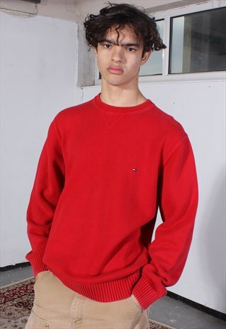VINTAGE TOMMY HILFIGER RED KNITTED JUMPER
