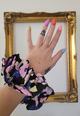 Up-cycled Handmade Big Ass Satin Floral Scrunchie