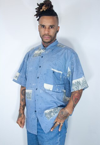 VINTAGE HAWAIIAN CRAZY PATTERNED SHIRT