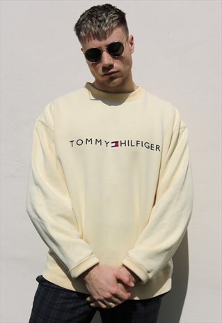 PALE YELLOW TOMMY HILFIGER SPELL OUT SWEATSHIRT