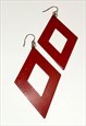 Vintage red geometric metal statement earrings