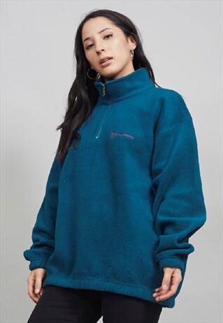 VINTAGE 90'S SERGIO TACCHINI DARK TURQUOISE ZIP UP FLEECE