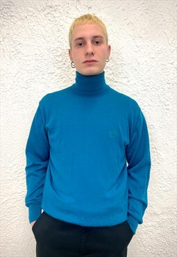 Vintage VERSACE JEANS COUTURE blue turtleneck jumper