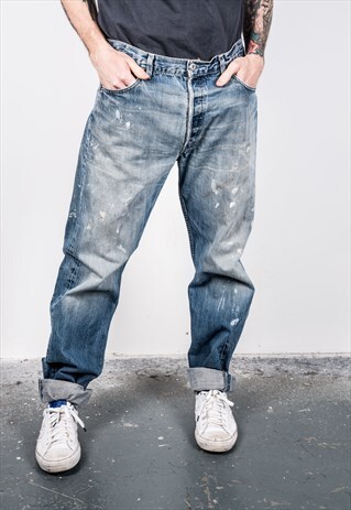 VINTAGE BLUE LEVI'S 501 PAINT JEANS