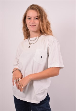 VINTAGE POLO RALPH LAUREN T-SHIRT TOP WHITE