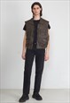 Vintage Brown Leather Vest Waistcoat