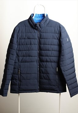 Vintage Nautika Reversible Quilted Padded Jacket Blue Navy