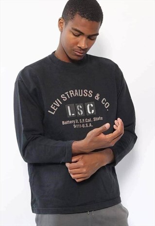VINTAGE LEVIS SPELLOUT SWEATSHIRT NAVY BLUE