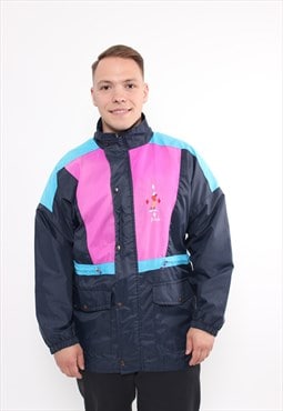 80s multicolor hiking jacket vintage blue pink travel jacket