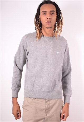 NIKE MENS VINTAGE SWEATSHIRT JUMPER SMALL GREY 90S