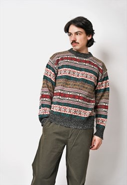 Retro 80s sweater for men multi vintage warm jumper