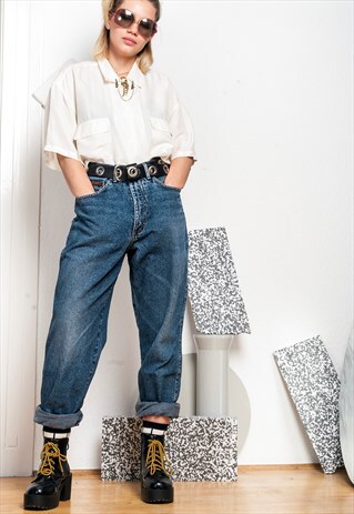 90S VINTAGE WRANGLER JEANS - HIGH WAISTED DENIM TROUSERS