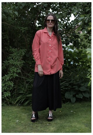 VINTAGE 80'S CORAL COLOR LONG SLEEVE SHIRT