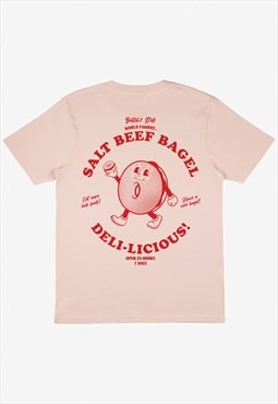 Salt Beef Bagel Unisex Graphic T-Shirt in Peach