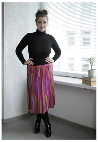 VINTAGE 80'S MIDI MULTICOLOR STRIPED SKIRT