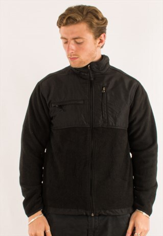 VINTAGE BLACK CHAPS RALPH LAUREN FULL ZIP FLEECE