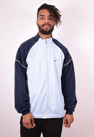 NIKE MENS VINTAGE TRACKSUIT TOP JACKET XL BLUE 90S