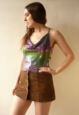 Vintage 90's Y2K Rainbow Slinky Chain Mail Backless Top