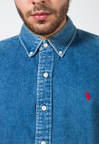 VINTAGE 80'S POLO RALPH LAUREN DENIM SHIRT / 0086 / 403-6