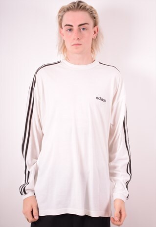 ADIDAS MENS VINTAGE TOP LONG SLEEVE XL WHITE 90S