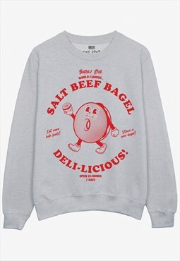 Salt Beef Bagel Unisex Graphic Sweatshirt in Grey