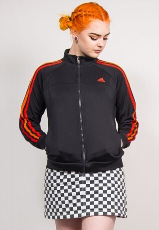90'S VINTAGE RED THREE STRIPE ADIDAS TRACKSUIT JACKET