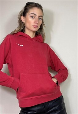 Vintage Y2K 00's Nike Hoodie Sports Jumper Sweater Red