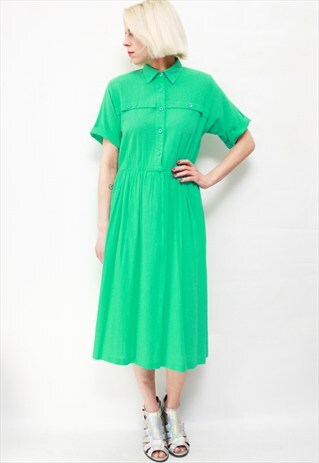 VINTAGE 60' BEAUTIFUL AMAZING MIDI CUTE GREEN DRESS