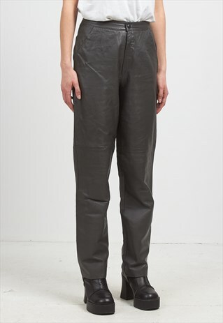 VINTAGE GREY LEATHER TROUSERS BOTTOMS