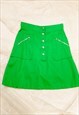 Vintage Skirt 70s Hippie High Rise Midi in Primary Green