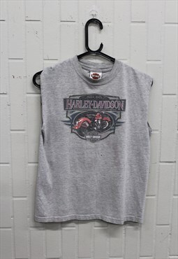 Vintage 90s RARE Grey Harley Davidson Vest. Grunge.Y2K