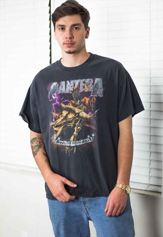 VINTAGE PANTERA ROCK BAND T-SHIRT LOGO 90S XL 7.9