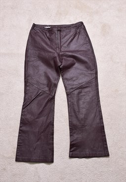 Women's Vintage 90s Brown Leather Trousers