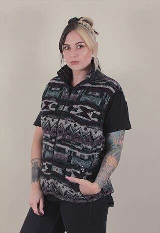 VINTAGE COLUMBIA CRAZY PATTERNED FLEECE /A10062