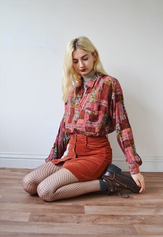 VINTAGE PATTERN SHIRT PRINT BLOUSE TOP