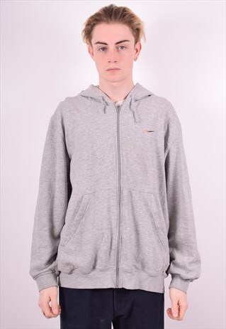 NIKE MENS VINTAGE HOODIE JACKET LARGE GREY 90'S