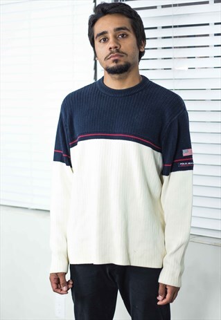 VINTAGE POLO RALPH LAUREN SWEATER JUMPER LOGO 90S M 24.5