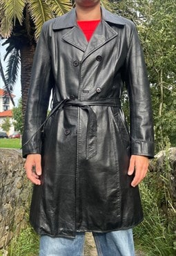 Black Leather Trench Coat