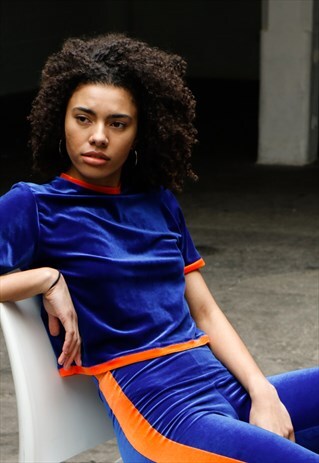 ELECTRIC BLUE VELVET T-SHIRT