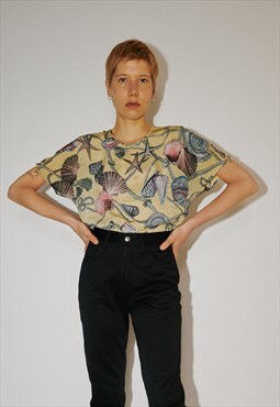 Vintage sea shell print blouse