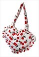 CHERRIES RUFFLE HEART TOTE BAG