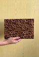 VINTAGE Y2K LEOPARD RAVE GLAM PARTY CLUTCH BAG BROWN BLACK 