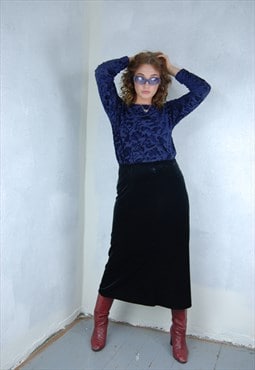 Vintage 90's suede fitting abstract mesh blouse in purple