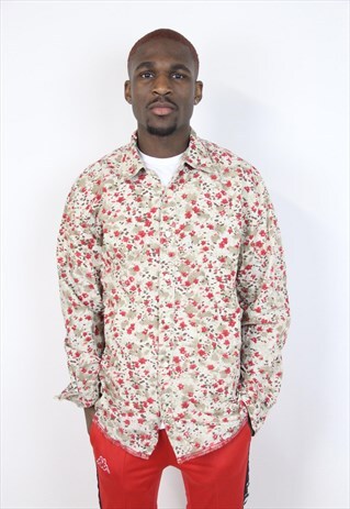 VINTAGE HILFIGER DENIM FLORAL PATTERN SHIRT