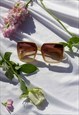 CREAM FRONT LENS CHUNKY SQUARE ANGLED SUNGLASSES